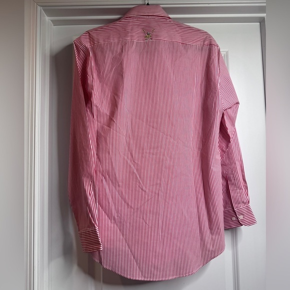 🆕Marquis Red White Stripe Vintage Mens Golf Oxford Button Down Collared Shirt - Picture 8 of 10